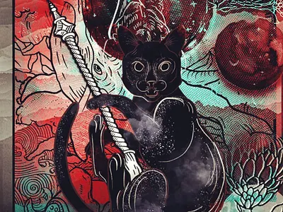 Necromancer Cat cat character design design drawing illustration ipad pro poster design procreate vector