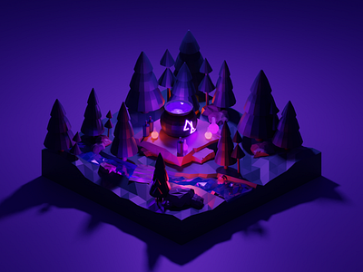 Forest Magic 3d blender illustration low poly