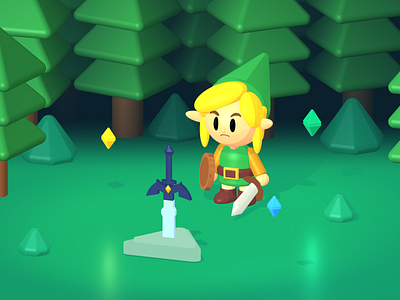 Master sword and link 3d spline zelda