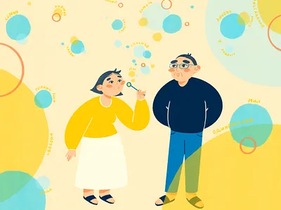 Family 2d bubble character character design character illustration digital art family illustration man procreate waman