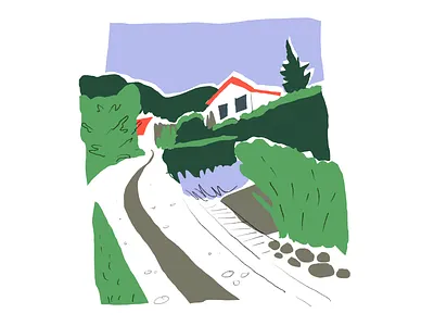Céret 3 collage colorful crayon cutout drawing france house illustration illustrator minimal nature oldschool pencil procreate retro simple sketch trees vector vintage
