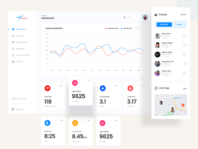 Fitness Tracker Dashboard activity dashboard adobe xd app ui care chart dashboard dashboard ui desktop fitness fitness app gym dashboard health management minimal mobile statistics tracker ui ui ux design ux