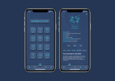 Horoscope App - Pisces app design ui uidesign uiux ux