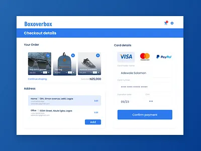 BoxOverBox Checkout Page app design graphic design ui ux