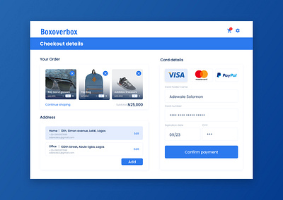BoxOverBox Checkout Page app design graphic design ui ux