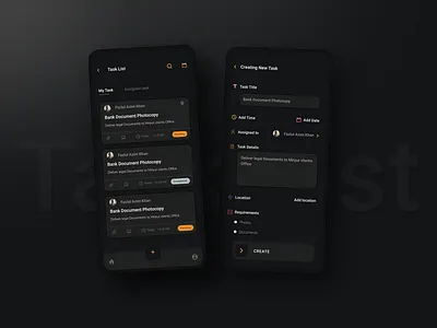Task Management iOS Mobile App app ui design appui appuiux black ui clean dark ui flat graphic design ios app ios app design management app task app task management task management app to do app ui uidesign uiux webdesign