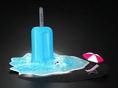 Stylized Ice Lolly Ocean Illustration 3d art 3d artist design holiday ice illustration low poly lowpolyart ocean
