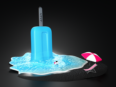 Stylized Ice Lolly Ocean Illustration 3d art 3d artist design holiday ice illustration low poly lowpolyart ocean