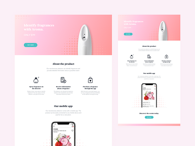 Landing Page UI Concept 003 aroma branding dailyui design fragrance frgrance icon landing page minimal product promotion technology uiux web