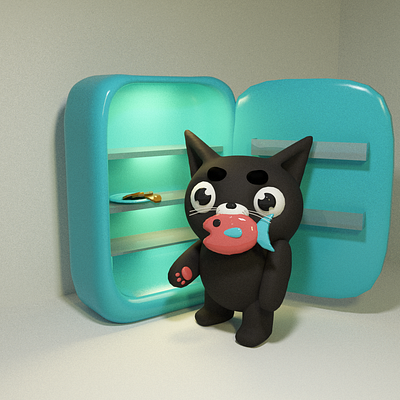 crime scene 3d cat character cinema 4d fish fridge