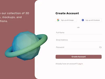 Account Sign-up UI Design 3d design product design ui uiux design ux web design