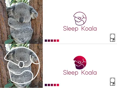Sleep Koala branding design icon illustration logo typography vector