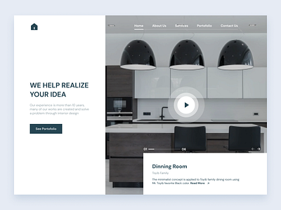 Hero Section - Interior Website branding design graphic design interface interior interior website minimalist room website ui ux website