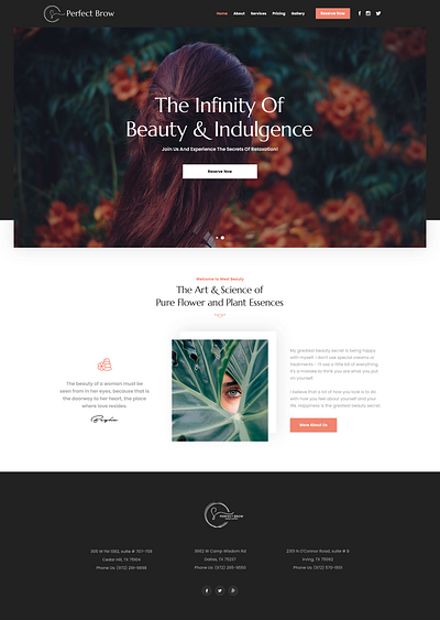 Perfect Brow -Homepage by Yasin Shaikh beauty salon design plus ux design yasin shaikh