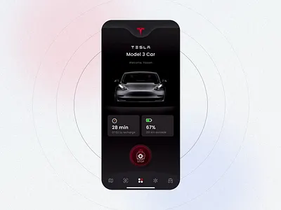 Tesla App virtual key app clean app clean ui dark design minimal mobile app tesla ui user interface ux virtual key