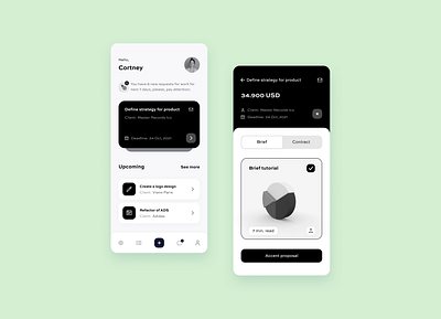 Designer's mobile app instance. app appdesign figmadesign illustration mobileapp prototype ui uidesign uxdesign uxui