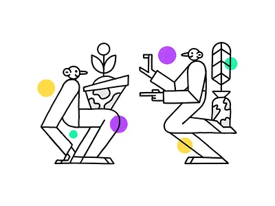 Geometric People editorial geometric humans illustration line illustration minimalistic people plant web illustration