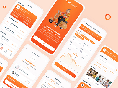 TempConnect. Hiring platform for a short term job app app design career employee employment hiring interface job job board job finder job portal job search mobile platform ui ux vacancy