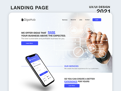 Landing page | Gigahub - UX/UI Design 2021 adobe xd cloud hosting interface landing page landingpage layout light redesign services tech ui ux website