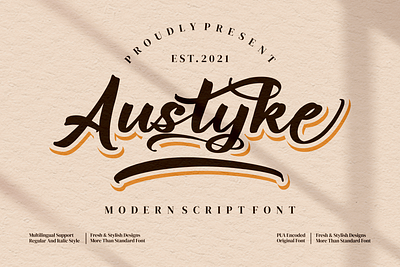 Austyke - Modern Script Font branding casual design fashion handmade handwriting handwritten illustration logo script