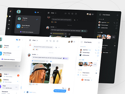 Messenger Dashboard App app chat clean dark dashboard design fintech inbox interface mail messenger minimal product social ui ux web web design website