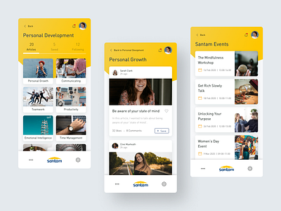 Santam Internal Communications App app design fintech mobile ui ux