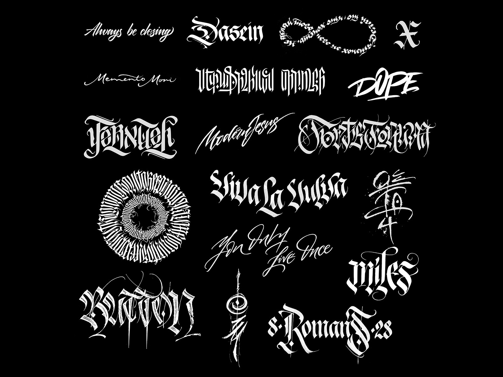 Example of Tattoo Lettering Calligraphy Designs