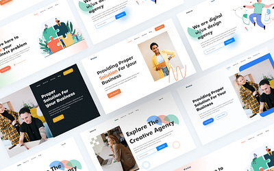 Header Exploration Web UI agency agency design agency landing page agency website business solution call to action company website corporate design corporate ui header hero section home page landing page nab bar saas ui ui design web design website website design