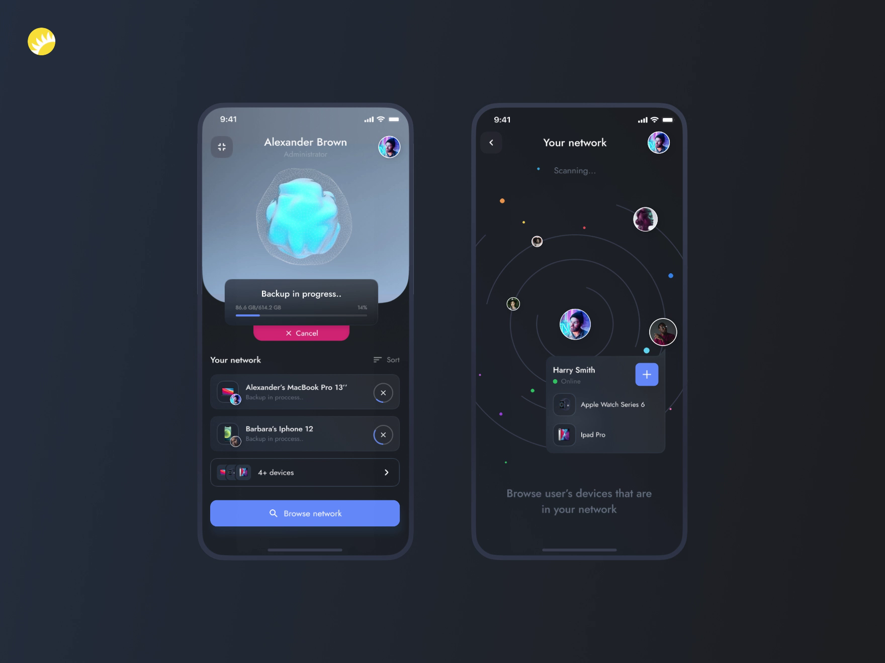 Example of Backup app design concept