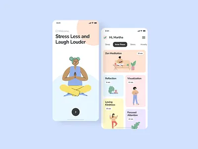 Meditation App Concept 3d animation app branding design graphic design illustration logo minimal motion graphics ui ui design uidesign uiux