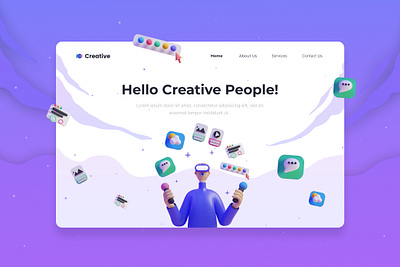 Creative Hero Banner 3d animation branding design digitalart flat graphic design homebanner illustration landingpage logo minimal motion graphics ui uiux ux vector webdesign