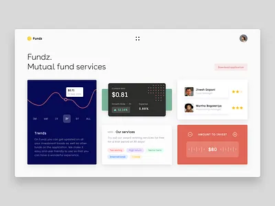 Fundz - Mutual Funds Web Dashboard branding dashboard finanxe illustration mutual funds ui uiux uxui