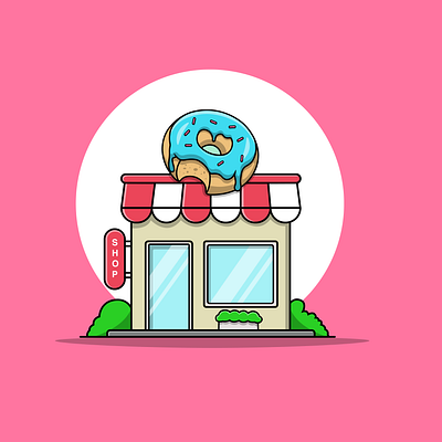 Doughnut Shop branding business cartoon design flat food graphic design illustration logo restaurants shop sweet vector