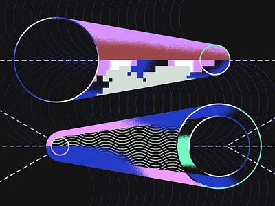 Tunnel Mode vs. Transport Mode abstract blue connection editorial geometry halftone illustration internet network safty texture tunnel