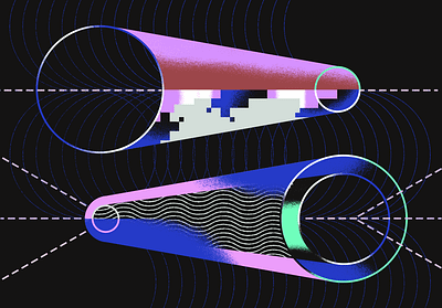 Tunnel Mode vs. Transport Mode abstract blue connection editorial geometry halftone illustration internet network safty texture tunnel