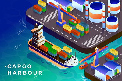 Cargo Harbour - Isometric Vector Illustration 3d 3d animation 3d art 3d character 3d illustration animation app concept design graphic design illustration illustrations isometric isometric illustration isometric illustrations page ui web design web development website