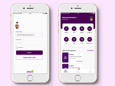 Unika Dimas - Redesign app design appdesign college dashboard dimas education mobile mobileapp purple raymondvalent1no redesign student student dashboard ui unika university