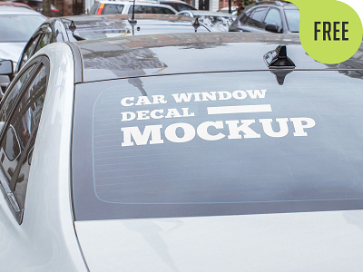 Free Car Window Decal Mockup advertising automobile branding car decal exterior free freebie glass mockup sedan service shipping vehicle wheel window