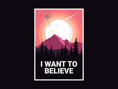 I WANT TO BELIEVE P3 banner branding design flat graphic design icon illustration illustrator iwanttobelieve minimal moon vector