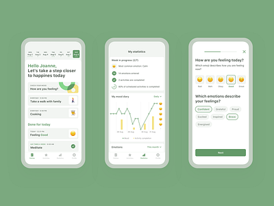 Journaling App app design clean journaling mental health mobile mobile app mobile design mood tracking ui