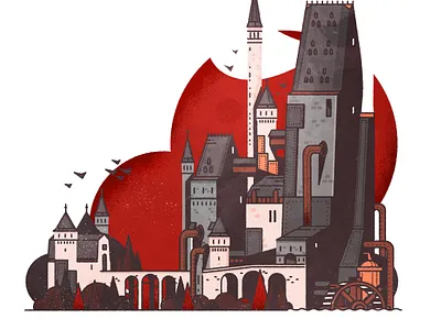 The Red Castle architecture city design illustration illustrator minimalist texture vector