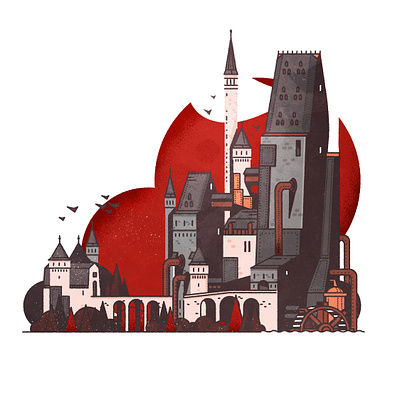 The Red Castle architecture city design illustration illustrator minimalist texture vector