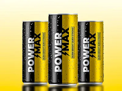 Power Max Energy Can Label Design graphic design product design