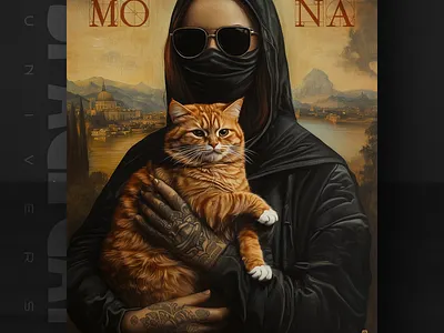 MONA ai branding cat daliy design illustration poster print