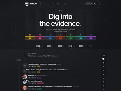 UFO Timeline alien aliens dark light responsive timeline uap ufo ufos ui wordpress wordpress theme