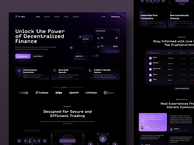 Fi-Nex - Cryptocurrency Website crypto cryptocurrency dark dark design dark interface dark mode design desktop platform portdolio purple ui ui ux design ux