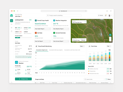 Harvestiq - Crop Management Dashboard agriplatform agritech branding cropmanagement crops dashboard dashboarddesign dashboardui dataanalytic design farmtech product productdesign ui webapp