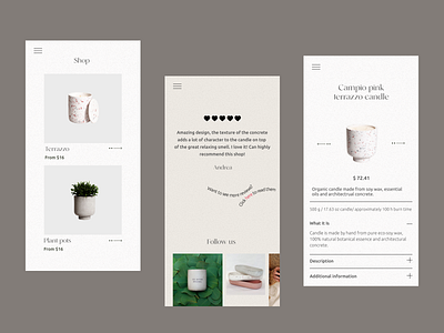 Zoa candle shop mobile version candle ecommerce mobile redesign shop ui ux webdesign