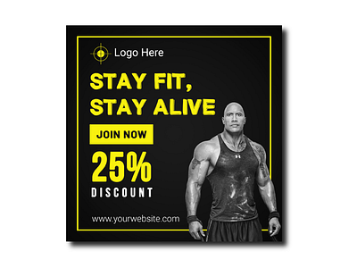 Gym Fitness Square Instagram Post Banner Photo banner banner ads design facebook cover fb cover fitness fitness banner design graphic design gym ig banner ig post instagram banner post design social media banner web ads