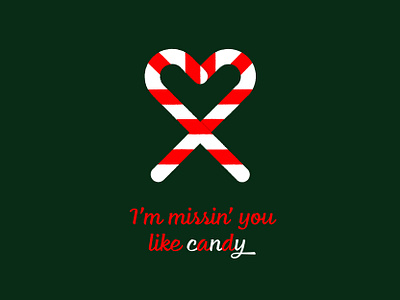 I'm missin' you like candy candy candy cane card christmas greeting card holiday holidays illustration santa winter
